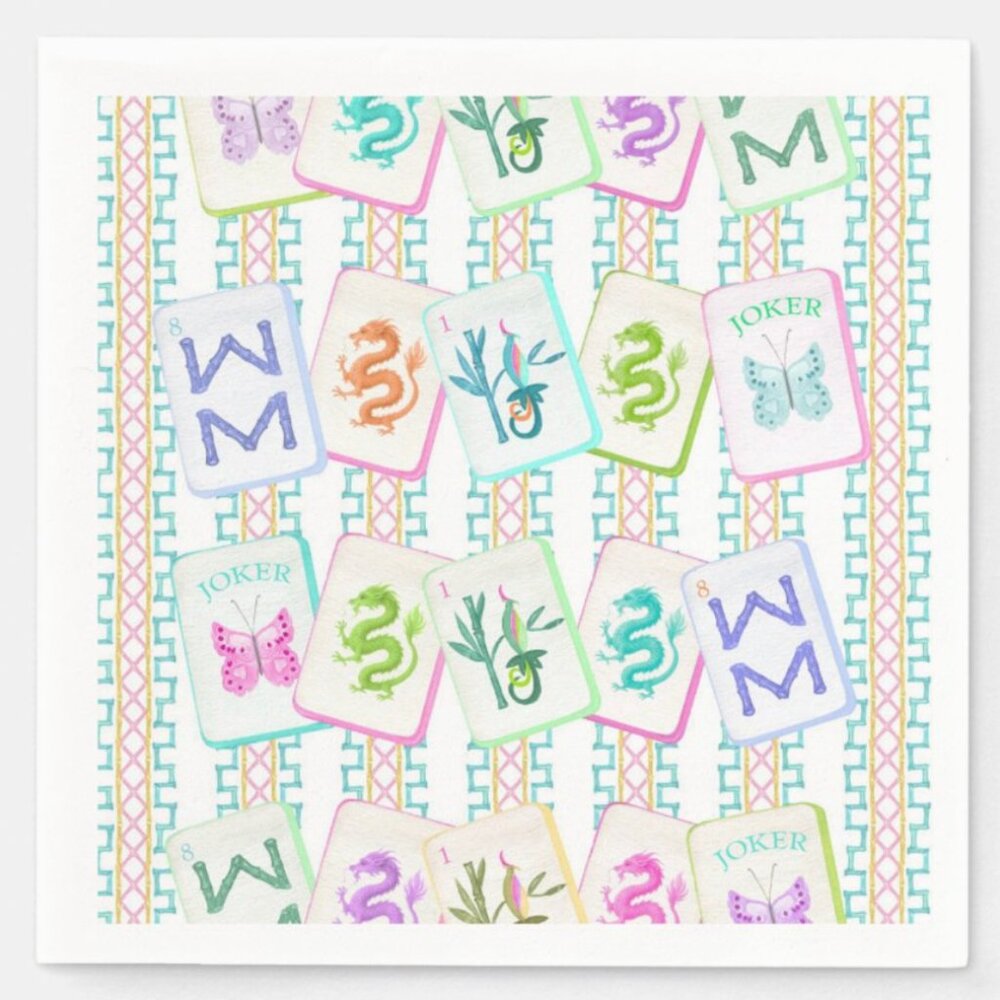 Colorful Mahjong Tile Design Napkins